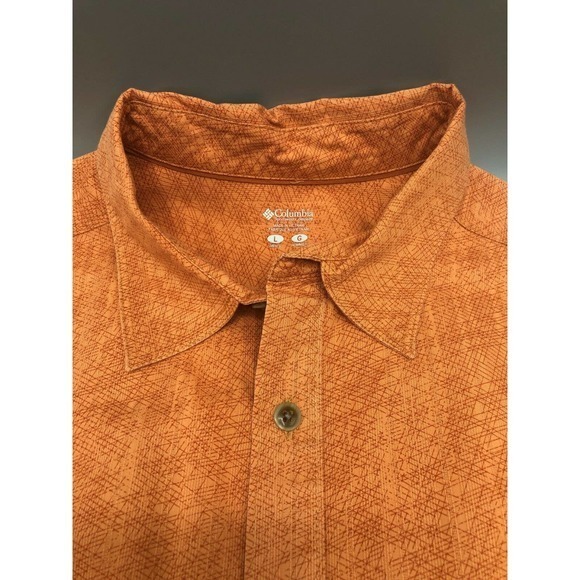 Columbia Large Short Sleeve Orange Button Up‎ Shirt - Picture 7 of 11